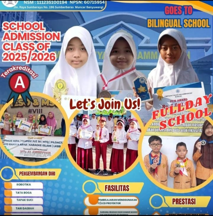 Gedung Madrasah Tsanawiyah dengan suasana cerah dan hijau